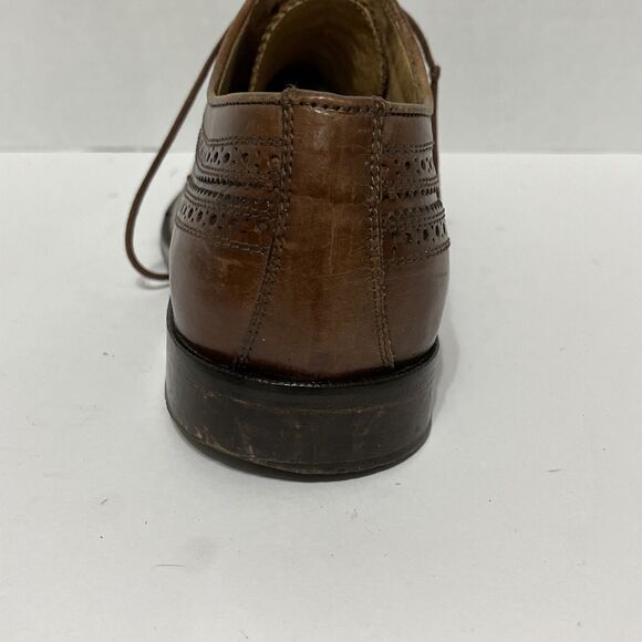 Vintage MAXIMO MIRELLA Brown Italian Wing Tip Brogues, Size 9M Made in Italy - Picture 10 of 12